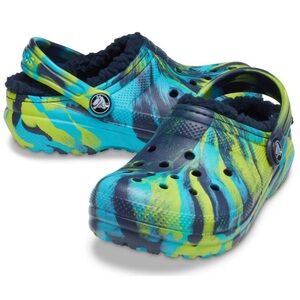 New CROCS Classic Lined Navy Marbled Clog K Kids Size 1